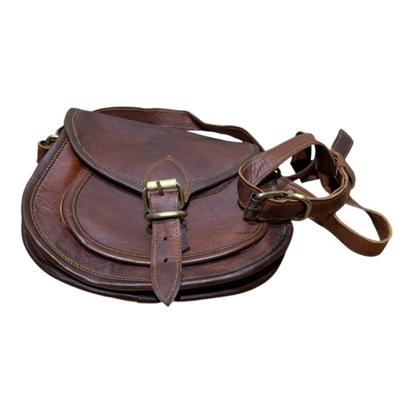 Vintage Leather Saddle Bag Style Crossbody Bag - Picture 1 of 6